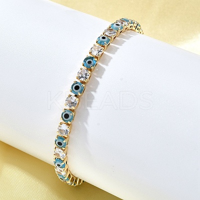 Brass Enamel Link & Charm Bracelets BJEW-Z094-02G-01B-1