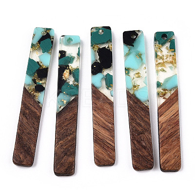 Transparent Resin & Walnut Wood Big Pendants RESI-TAC0017-70-A02-1