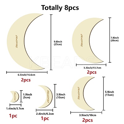 8Pcs 8 Style Wood Hoop Rings Macrame for DIY Craft Making DIY-WH0545-007-1