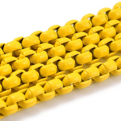 Eco-friendly Spray Painted Handmade Brass Box Chains KK-J276-17-P07-1