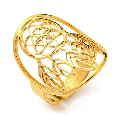 Adjustable 304 Stainless Steel Woven Web/Net with Feather Ring RJEW-F149-05G-1
