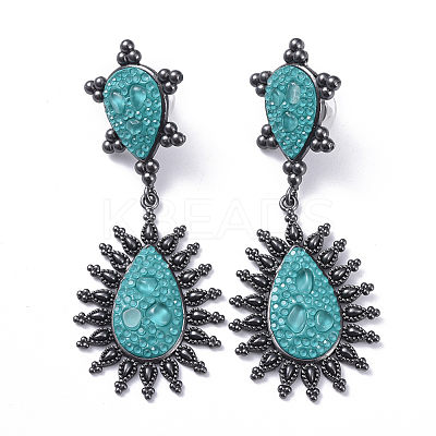 Polymer Clay Rhinestone Dangle Stud Earrings EJEW-E249-01-1