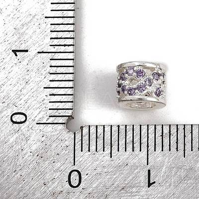 Column Rack Plating Brass Cubic Zirconia European Beads KK-L236-11S-1
