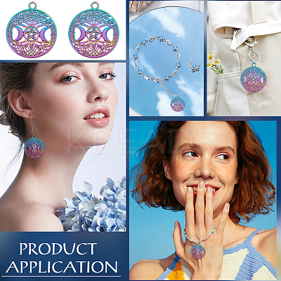 8Pcs Rainbow Color Alloy Pendants FIND-LP0001-39-1