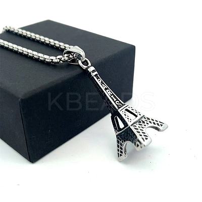 Vintage Paris Eiffel Tower Pendant 304 Stainless Steel Men’s Necklaces EO0985-1