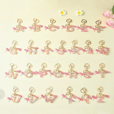 Letter A~Z Transparent Glitter Resin Pendant Keychains KEYC-FZ00024-13-1