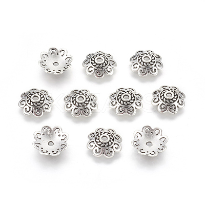 Tibetan Style Alloy Bead Caps X-TIBE-60309-AS-LF-1