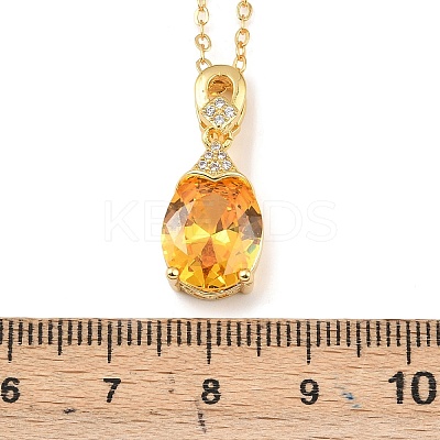 Oval Brass Topaz Moissanite Pendant Necklaces WG6A185-01-1