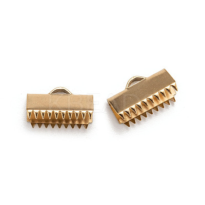 Ion Plating(IP) 304 Stainless Steel Ribbon Crimp Ends X-STAS-F098-04-1