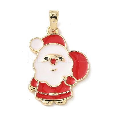 Christmas Brass Enamel Pendants KK-K305-08C-G-1