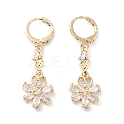 Rack Plating Golden Brass Dangle Leverback Earrings EJEW-A030-01K-G-1