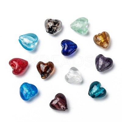Handmade Silver Foil Glass Beads X-SLH12MMY-1-1