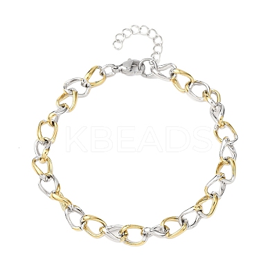 304 Stainless Steel Cuban Link Chains Bangles for Women BJEW-B150-08GP-1