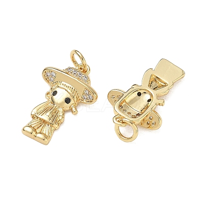 Brass Micro Pave Black Cubic Zirconia Pendants CU-CBA9AFC-01G-28-1