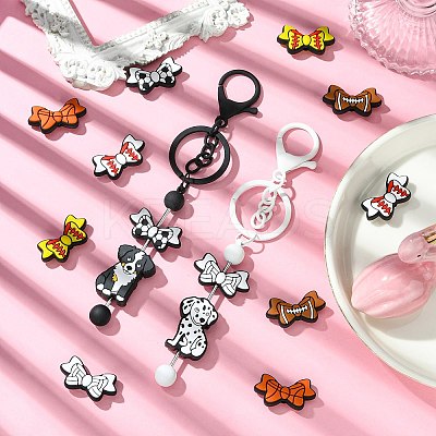 12Pcs 6 Colors Bowknot Food Grade Eco-Friendly Silicone Beads SIL-CJ0002-37-1