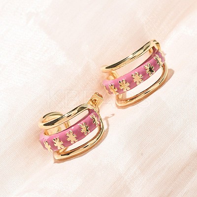 Rack Plating Brass Enamel Stud Earrings KK-CBAB1AF-38B-G-1