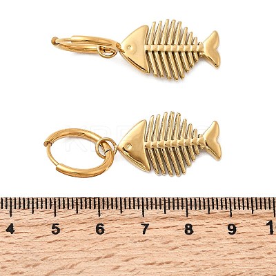 304 Stainless Steel Fish Hoop Earrings EJEW-K268-42G-1