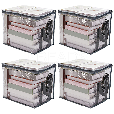 Large Capacity Transparent PVC Plastic Zipper Bags with Handle for Book Storage ABAG-WH0040-60B-1