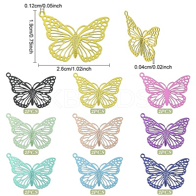 18Pcs 9 Colors Electrophoresis 430 Stainless Steel Pendants STAS-YW0011-16-1