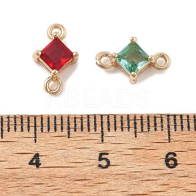 Brass Pave Glass Connector Charms FIND-XCP0003-38-1