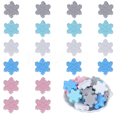 20Pcs 5 Colors Snowflake Food Grade Eco-Friendly Silicone Focal Beads SIL-SZ0001-21-1
