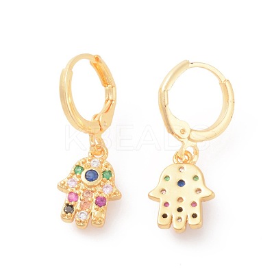 Brass Micro Pave Cubic Zirconia Dangle Hoop Earrings EJEW-F233-10-1