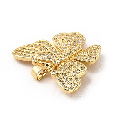 Rack Plating Brass Micro Pave Cubic Zirconia Pendants KK-E072-20G-1