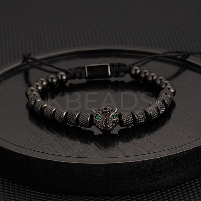 304 Stainless Steel Braided Beads Bracelets WG0F93D-09-1