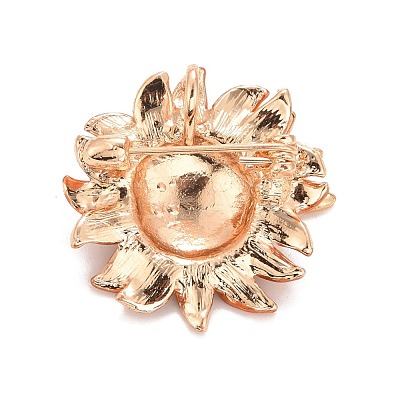 Sunflower and Bee Crystal Rhinestone Badge JEWB-E013-01RG-1