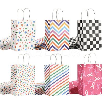 12Pcs 6 Colors Print Paper Packing Tote Bags CARB-FS0001-05-1