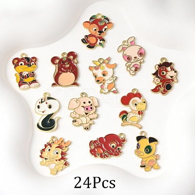 24Pcs 12 Styles Alloy Enamel Pendants ENAM-FS0002-86-1