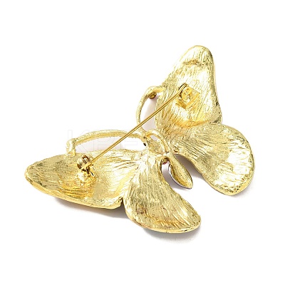 Golden Plated Alloy Colorful Rhinestone Insect Brooches LS-JEWB-L017-07G-02-1