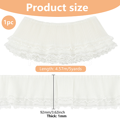 5 yards Double Layer Polyester Pleated Lace Ribbon OCOR-FG0002-12B-1