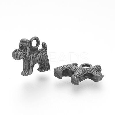 Tibetan Style Alloy Puppy Pendants TIBEP-Q076-005AS-RS-1