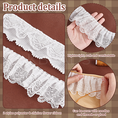 2 Styles Polyester & Chinlon Flower Ribbon OCOR-PH0004-59-1