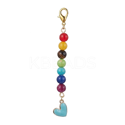 Alloy Enamel Heart Pendant Decorations HJEW-JM01507-05-1