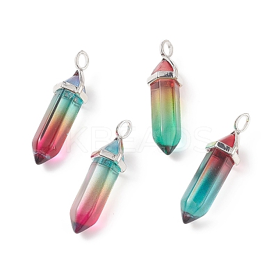 Faceted Bullet Glass Pointed Pendants KK-E282-01P-06-1