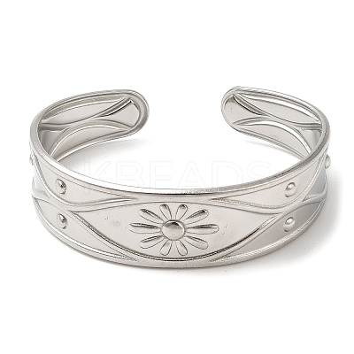 Non-Tarnish 304 Stainless Steel Cuff Bangles BJEW-K267-05P-1