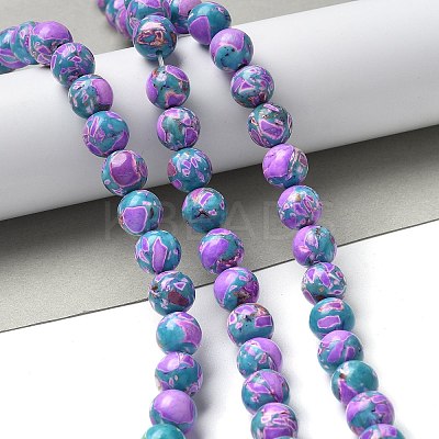Dyed Synthetic Imperial Jasper Beads Strands G-C168-02D-1