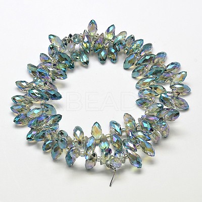 Faceted Teardrop Full Rainbow Plated Electroplate Glass Beads Strands EGLA-J131-FR13-1