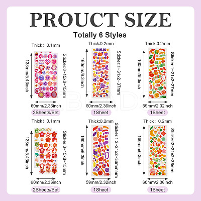 6 Styles Laser Plastic Stickers AJEW-TA0001-62-1