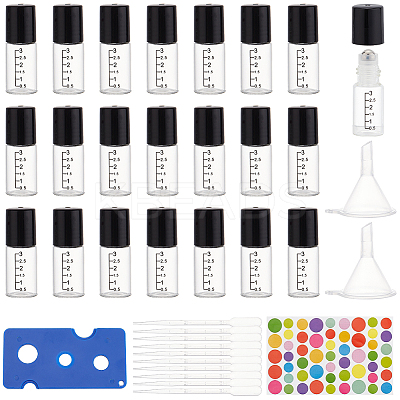 24Pcs Transparent Glass Roller Ball Bottles MRMJ-BC0003-36-1