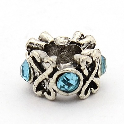 Vintage Alloy Rhinestone European Beads RB-M013-07-1