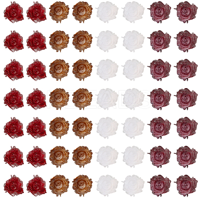 200Pcs 4 Colors Flower Resin Cabochons MRMJ-CY0001-01-1
