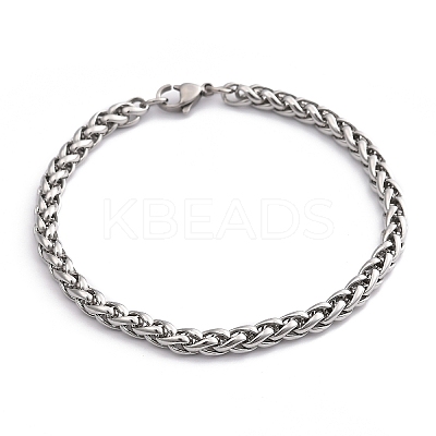 Tarnish Resistant 304 Stainless Steel Wheat Chains Bracelets BJEW-O091-04P-1