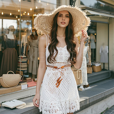 Bohemian Imitation Leather Tassel Wrap Chain Belts AJEW-WH20033-096AS-C-1