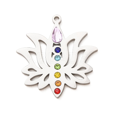 Chakra 304 Stainless Steel Rhinestone Pendants RB-CBA27F2-01P-1