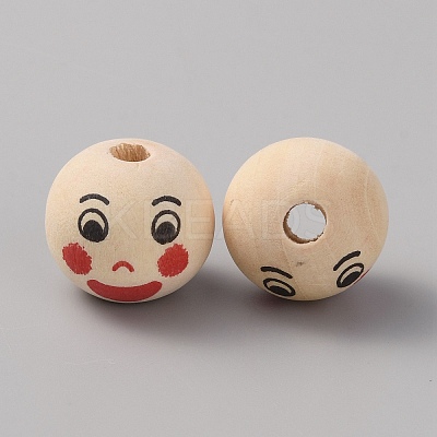 Spray Printed Wooden European Beads WOOD-WH0025-83D-1