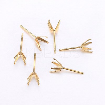 304 Stainless Steel Prong Earring Settings STAS-O098-06G-02-1