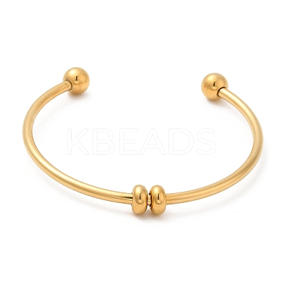 Screw End Ball 304 Stainless Steel Open Cuff Bangles BJEW-G677-01G-1